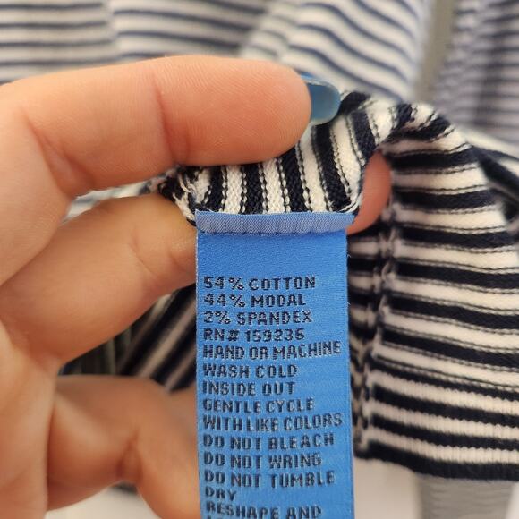 J. McLaughlin Modal Blend Striped Sweater XS Nautical Knit Minimalist Casual - Picture 6 of 8
